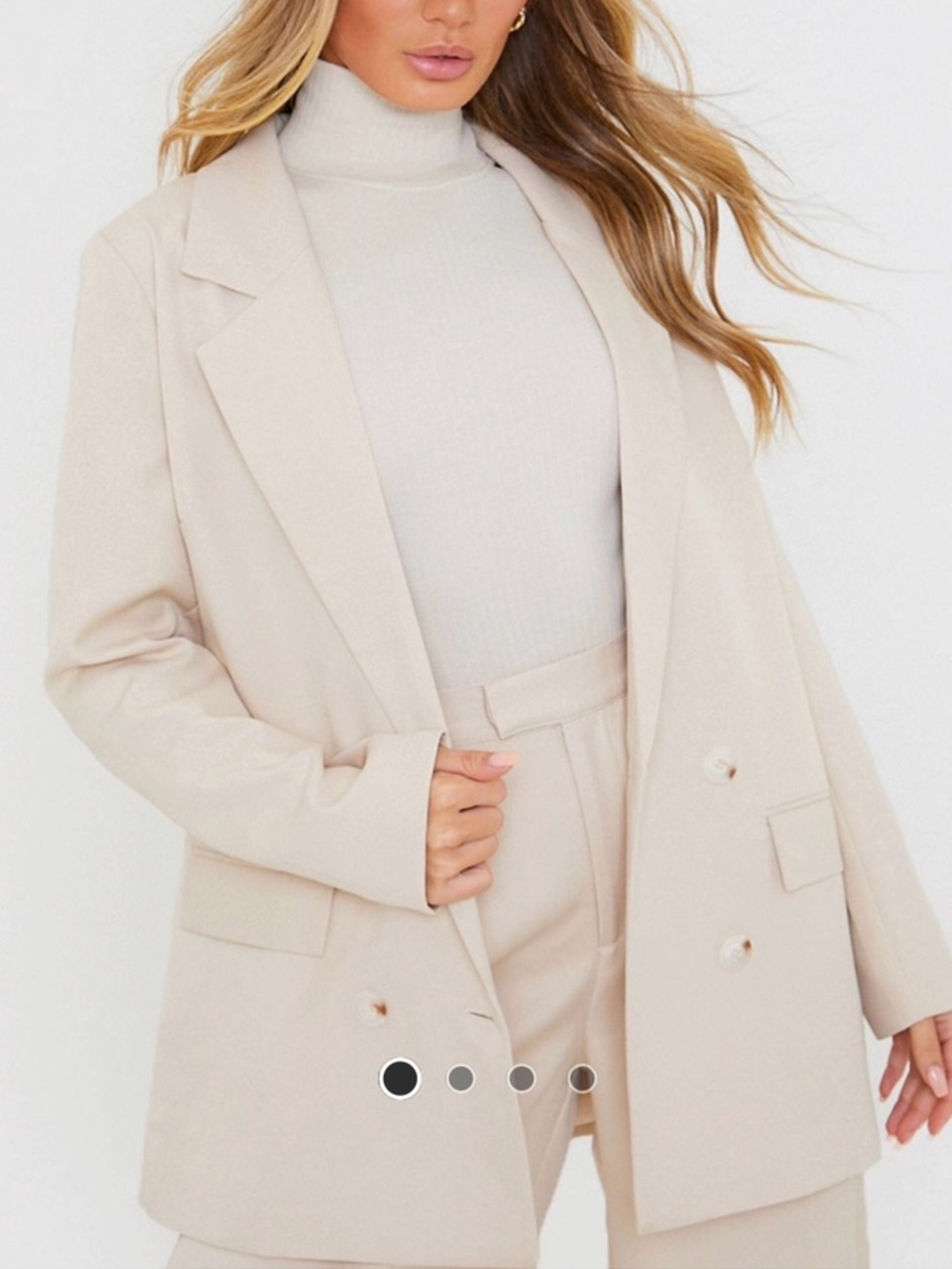 Womens Cream Double-Breasted Blazer Jacket